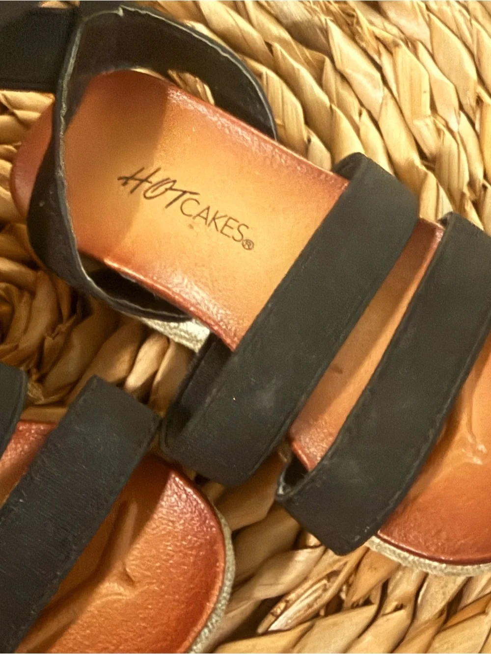 Baby Black Elastic Strap Sandals with Brown Footbed
